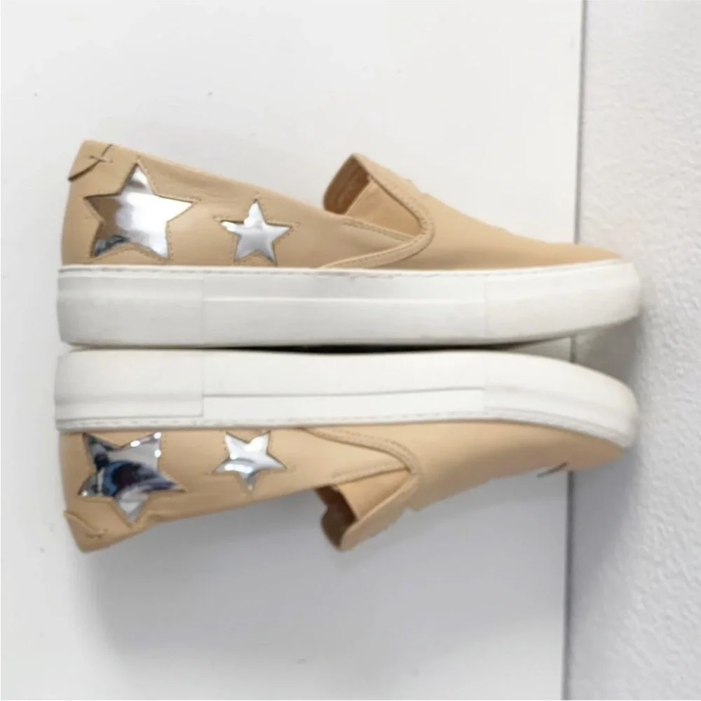 J/Slides NYC‎ Star Platform Leather Slip-On Sneakers Size 10